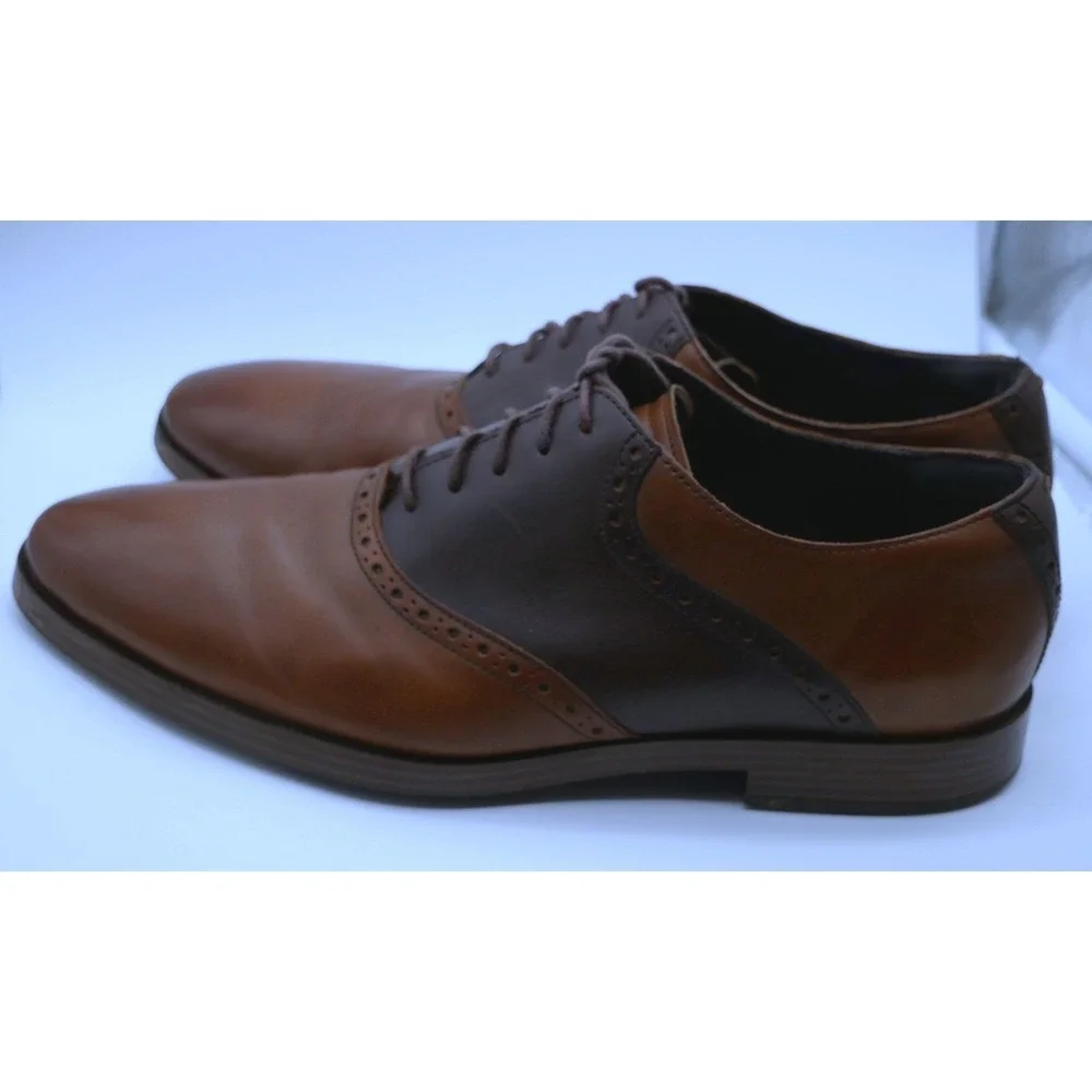 Cole Haan‎ Williams Saddle Oxford Shoes Brown Tan Leather C25083 Mens 9.5 M